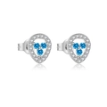 925 silver teardrop earrings featuring blue zircons and white pavé setting on white background - Silver Teardrop