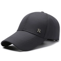 Casquette de baseball gris foncé pour hommes avec logo R et visière surpiquée - Gris