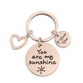 Rose gold stainless steel keychain with I Love You and You are my sunshine charms - You are my sunshine (XYY034) Rose Gold