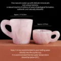 Natural rose quartz crystal mugs in two sizes for coffee and tea with unique stone textures. - Rose Quartz Set / Straight Cup + Small Mug With Handle + Gift Box