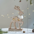 30cm lighted wooden Christmas reindeer figurine with snowflake cutout and faux fur collar - 30cm / Lifting Foot Reindeer