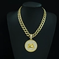 Gold-plated Cuban link chain with iced-out Cancer zodiac medallion and crab relief - Cancer with 18inch Cuban Chain / Gold