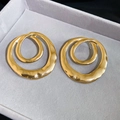 Style Double Cercle Irrégulier Martelée Or