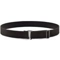 Adjustable black elastic belt for children featuring a T-shaped metal buckle on white background - Coffee
