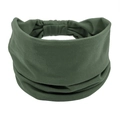 Deep olive green bohemian wide elastic sports headband in stretch knit fabric - Army Green