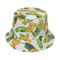 Unisex white bucket hat featuring tropical yellow banana and green leaf print patterns - Yellow Banana Leaf (4)