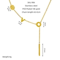 PVD 18k gold plated stainless steel LOVE letter necklace featuring 42+5cm chain length - Gold