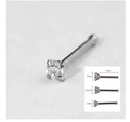 Silver G23 titanium nose stud with clear zircon in 2mm 2.5mm and 3mm sizes - Straight Bar 18G*7mm*3.0mm / Silver