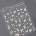 Pegatinas 5D de mariposas blancas con relieve y motivos de estrellas y luna para manicura - Estilo de Relieve de Mariposa Estrella Luna (TL095) / Blanco