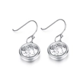 Minimalist silver drop earrings with round cubic zirconia in a sleek bezel setting - Clear Zircon