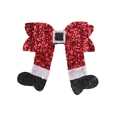 Fermaglio a fiocco natalizio glitterato con stivali di Babbo Natale e paillettes festive - Stile Paillettes Rosse