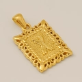 Pendentif doré rectangulaire avec centre texturé et bordure creuse vintage - X-Pendentif Seul