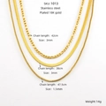 Detailed size specifications for 18K gold plated multi-layer necklace set on white background - Three-Layer Layering Set (ZY1013) / Gold