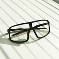 Kids trendy black oversized sunglasses with UV400 protection and modern shadow aesthetic - Black Frame Clear Lenses
