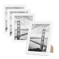 Minimalist white 4-pack photo frame set for wall or desk with Golden Gate prints - White