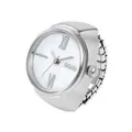 Elegant silver ring watch with Roman numerals and a pearl dial for women - Large MOP Dial Silver