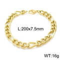 Collana a catena cubana dorata in acciaio inossidabile da 200x7,5mm e peso 16g - Chiusura a Moschettone 3-1 Catena Curb a Trama / 20cm / Oro