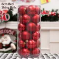 6cm red Christmas ball ornaments set with matte, glossy, and glitter textures in 12pc tube - Red Mixed Style / 6cm