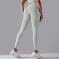 Nahtlose High Waist Yoga Leggings in Minzgrün mit Scrunch-Butt-Effekt für Sport - Hellgrau