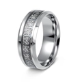 Anker-Ring aus silbernem Edelstahl mit grau glänzendem Inlay im maritimen Stil - US 10 / Silberne Basis Silberne Platte