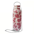 Sparkling diamond insulated coffee cup with red heart pattern and silver crossbody chain - Cow Pattern Red / 350ml (12oz) With Aluminum Chain