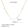 18k gold plated bow necklace with white pearl pendant and minimalist chain design - Pearl Bowknot Style (HF-X2232)