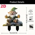 Green hat gnome with beer cups acrylic garden stake, waterproof outdoor 16x20cm size - No.31 (0.2cm Thickness)