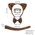 Leopard print costume set with cat ear headband, bow tie, tail and matching face stickers - Dark Sponge Leopard Cat 3-Piece Set + Leopard Face Sticker