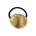 Metallischer Gold-Haarreif im Punk-Stil mit Wellenstruktur und schwarzem Gummiband - Garnknäuel-Stil