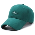 Dark green cotton baseball cap featuring white Prote embroidery patch on the front - Adjustable / Dark Green