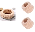 Set fascia e polsini assorbenti in pile di corallo per il lavaggio del viso beige - Set da 3 pezzi beige (176#)