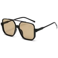 Lunettes de soleil carrées à double pont avec monture noire et verres teintés marron - Monture Noire Verres Thé