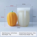Halloween pumpkin silicone mold with dimensions and weight for DIY candle and cake making - Pumpkin Mold J-0493