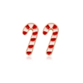 Christmas candy cane stud earrings with red and white enamel stripes and gold trim - Gold Candy Cane Stud Earrings