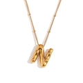 Polished 18K gold plated stainless steel balloon letter N pendant necklace for women - Gold - Letter N