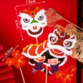 Traditional Chinese lion dance cake toppers with specific size dimensions 7.5cm and 8.2cm - Double Lion Dance Topper