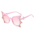 Pink cat-eye sunglasses with star accents and gradient lenses for Y2K fashion - Pink Frame Gradient Pink Lens