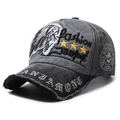 Vintage distressed baseball cap with embroidery for outdoor casual wear - M(56-58cm) / Black