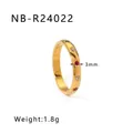 Anello sottile in acciaio dorato 3mm con gemme colorate a stella stile boho - Stile con Pietra Tricolore a Stella Dorata (NB-R24022)