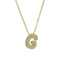 18k gold plated brass bubble letter G pendant necklace with white micro-pave zircons - Letter G Necklace
