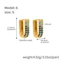 Golden stainless steel U-shaped earrings with gradient blue-green 5A zircon stones - Small / Blue