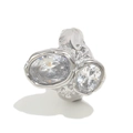Anillo abierto de plata con baño de 18K, doble circón y textura orgánica natural - US 6 / Color Acero
