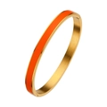 Elegant gold-plated stainless steel hinge bangle with vibrant orange enamel inlay - 6MM Gold + Orange