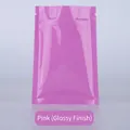Glossy pink stand-up pouch with resealable zipper and tear notch for packaging - 0.16mm / Glossy / 6x8cm / Pink