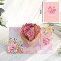 3D pop-up rose flower bouquet card in pink and purple colors for Mother's Day - Pink Flower Bouquet in Hand