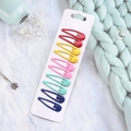 Set of 10 teardrop snap hair clips in five candy colors on a white display card - Water Drop Enamel Hair Clips 10Pcs Set (L1)