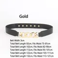 Cintura da donna nera di 3cm con catena dorata decorativa e fori con borchie in metallo - 92cm / Nero/Oro