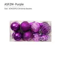 20-piece purple Christmas ball set with matte and glitter finishes in a clear storage box - 6cm Purple Asfzm (20 Pieces)