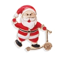 Cute enamel Santa Claus on a scooter Christmas brooch with festive red and white finish - Santa Claus Riding a Scooter