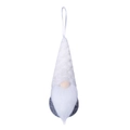White and grey plush Christmas gnome ornament with festive hanging ribbon for holiday decor - White Plush Hat